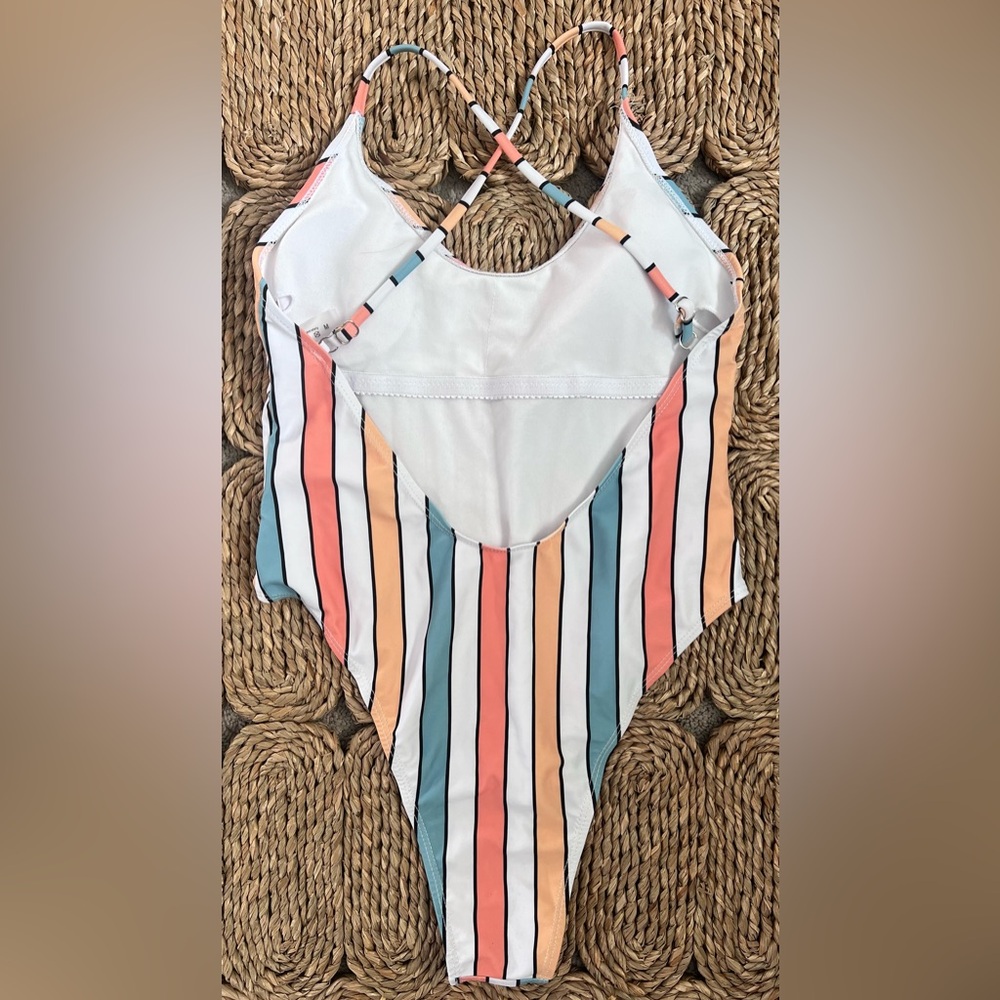SHEIN Striped One Piece Cheeky Swimsuit- Size Women’s Medium - Picture 2 of 8